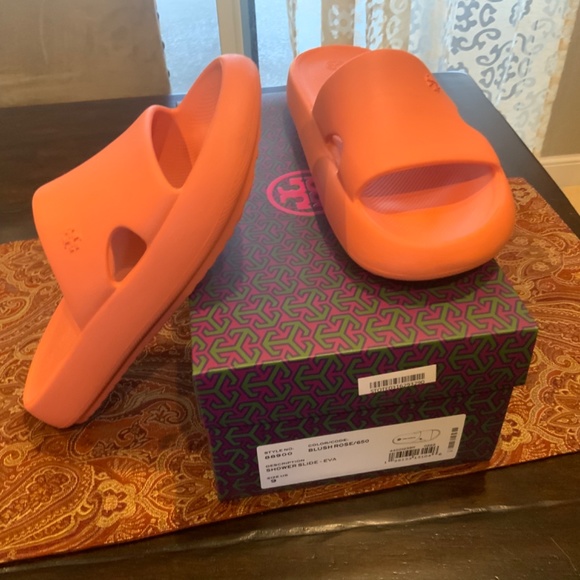 tory burch shower slide-eva sandals in Blush rose   BNIB,MSRP$158 - Picture 2 of 6